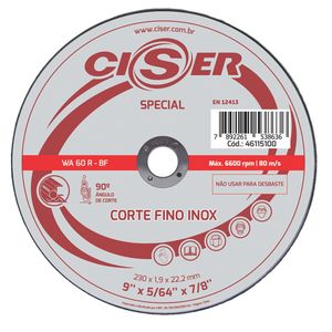 DISCO CORTE INOX CISER SPECIAL 180X1,9X22,2 POLIDO