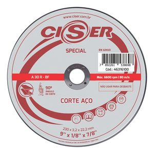 DISCO CORTE ACO CISER SPECIAL 115X3,2X22,2 POLIDO