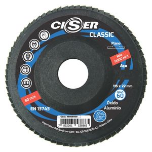 DISCO FLAP PLANO GRAO 60 CISER CLASSIC OXIDO ALUMIN 115 POLIDO